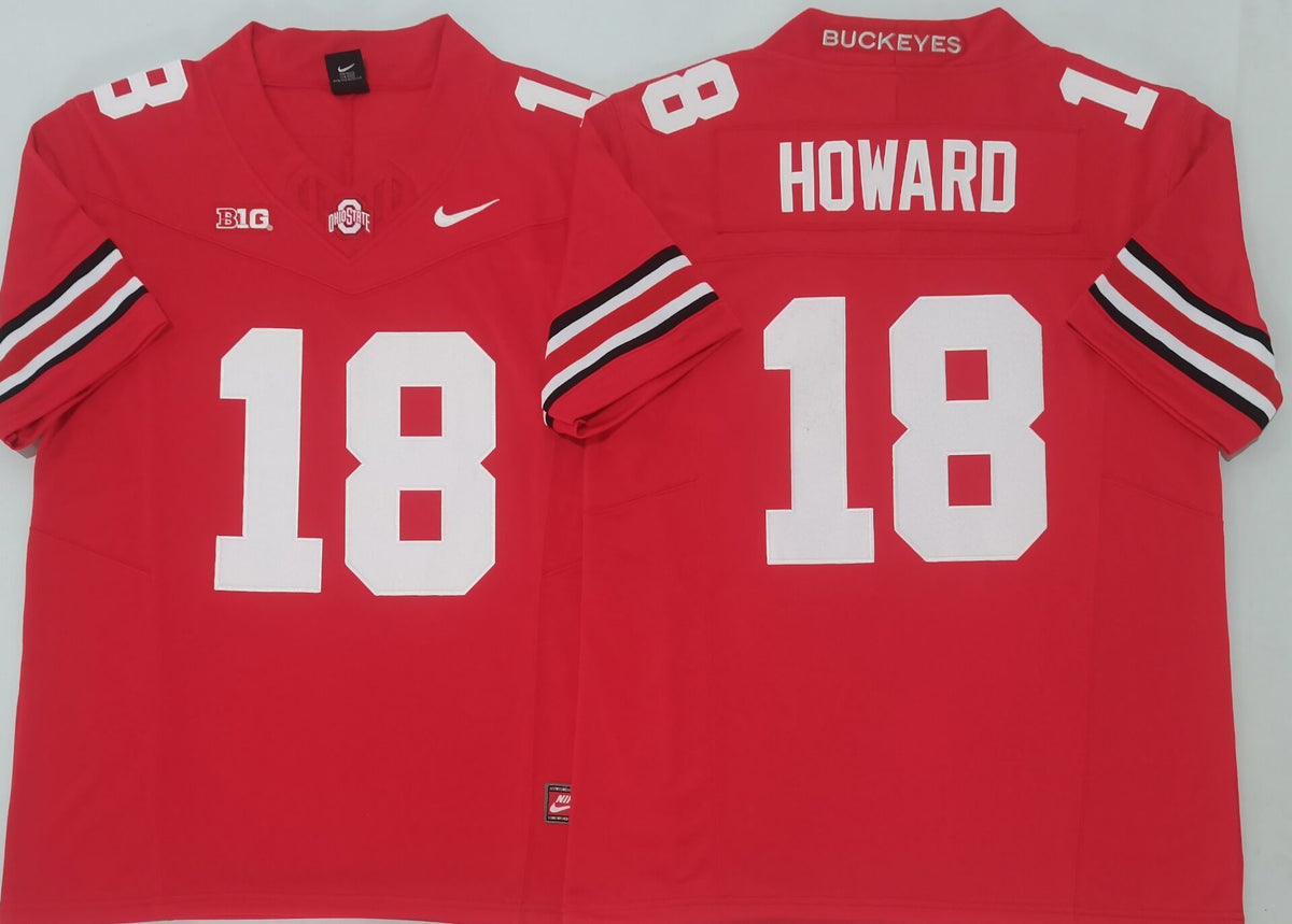 Ohio State Buckeyes Red #18 HOWARD Jersey