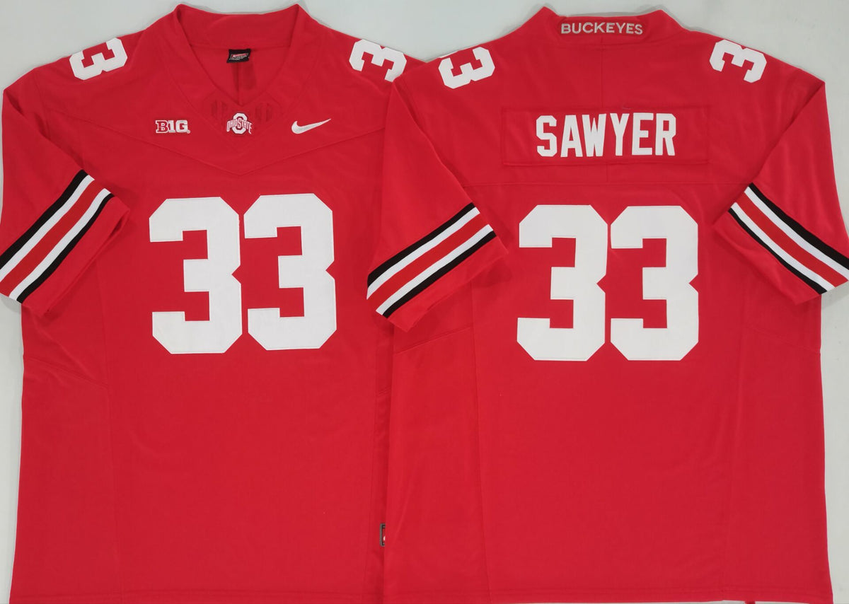 Ohio State Buckeyes Red #33 SAWYER Jersey