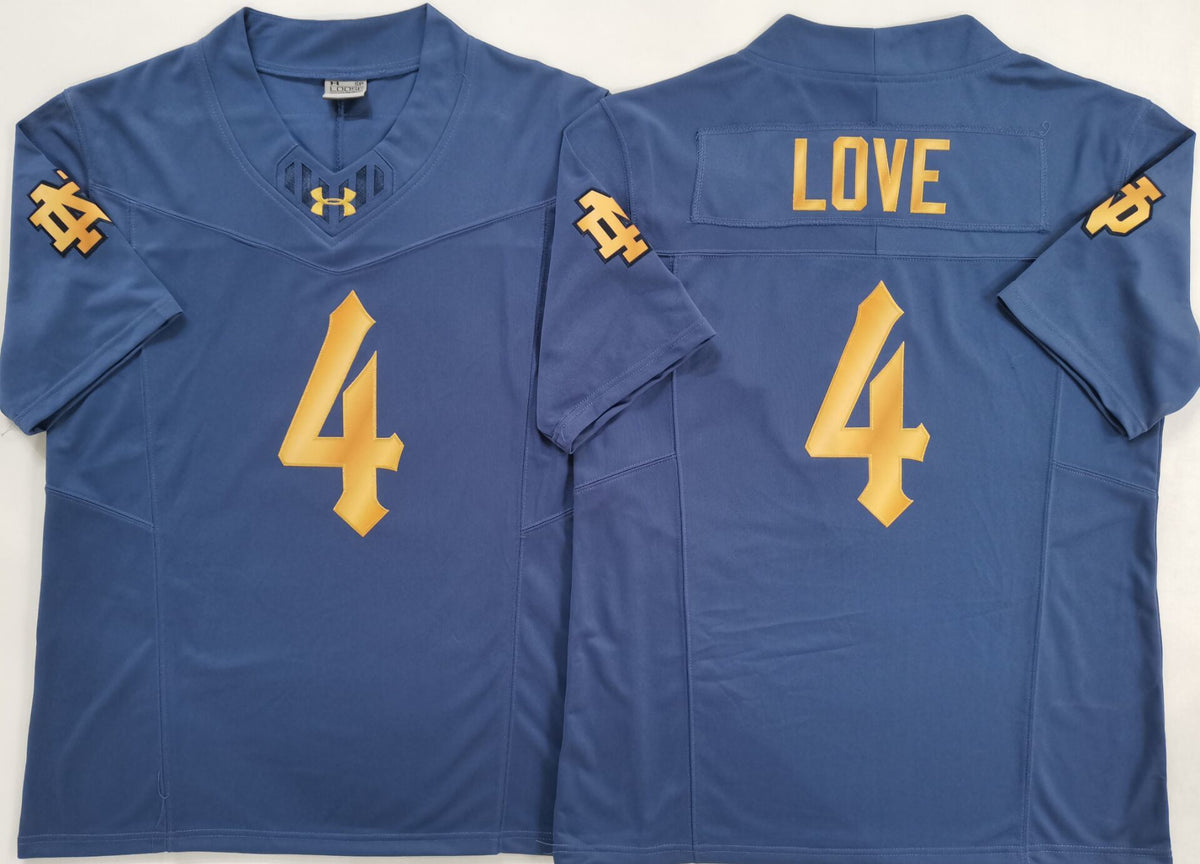 Norte Dame Fighting Irish Blue #4 LOVE Jersey