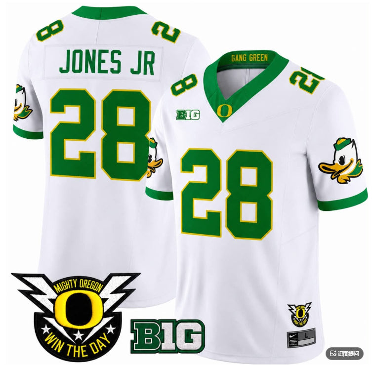 #28 Anthony Jones Jr Oregon Ducks Football White Jersey