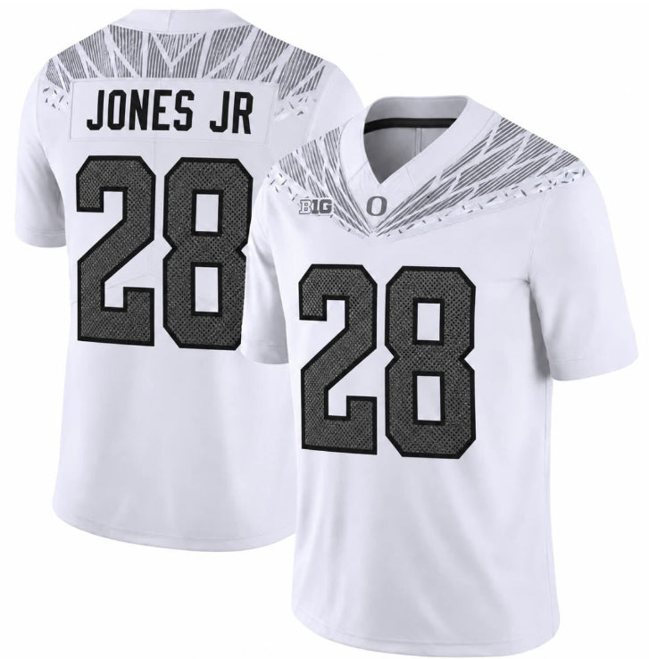 #28 Anthony Jones Jr Oregon Ducks Big Ten White Football Jersey