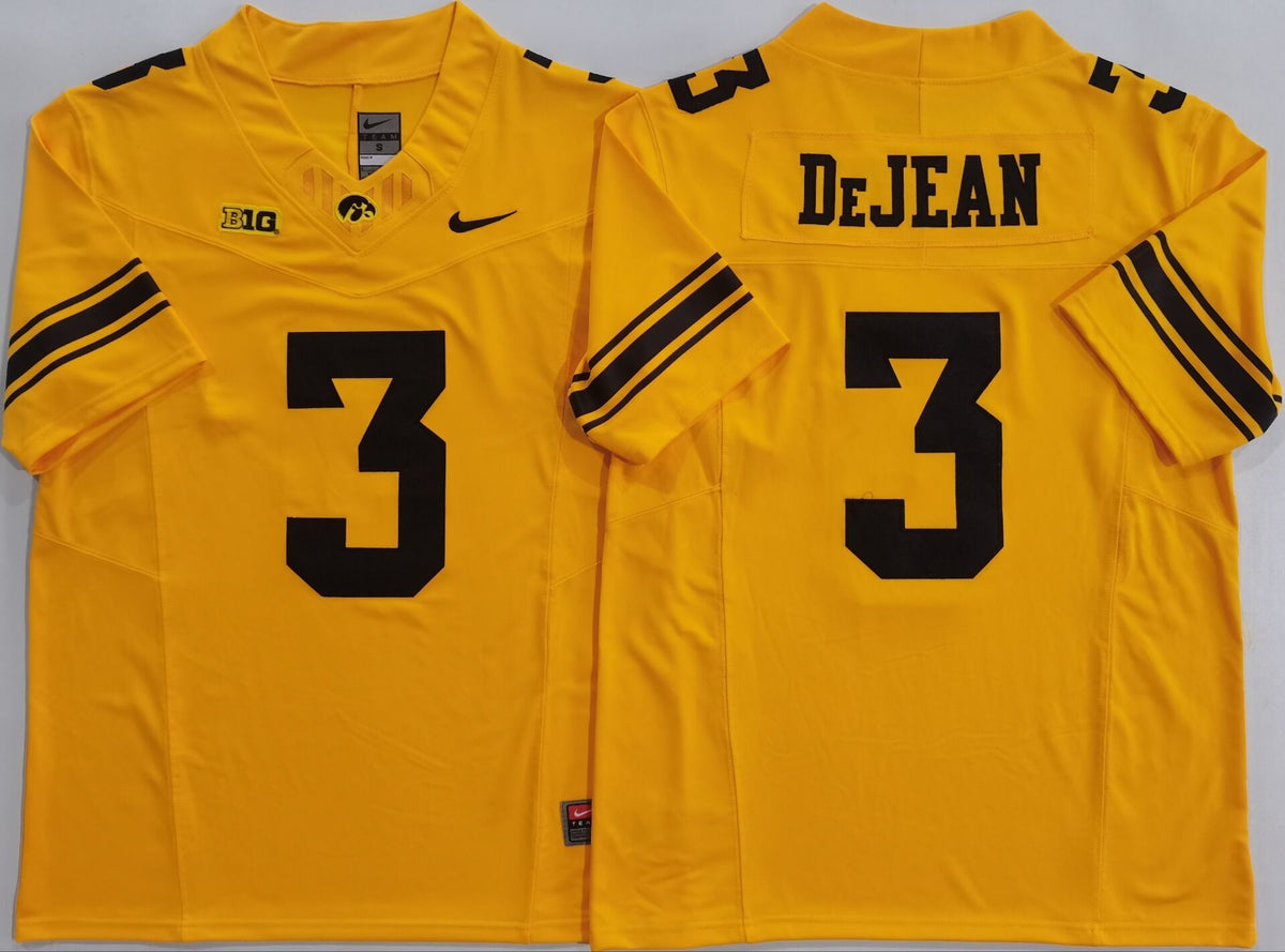 Iowa Hawkeyes Yellow #3 DEJEAN Jersey