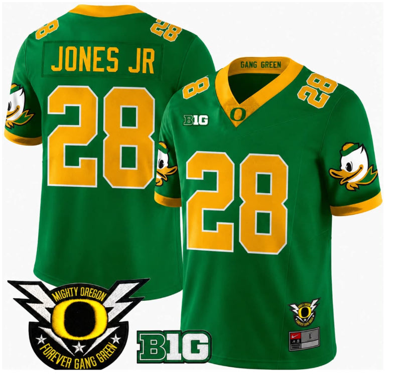 #28 Anthony Jones Jr Oregon Ducks Football Green Jersey