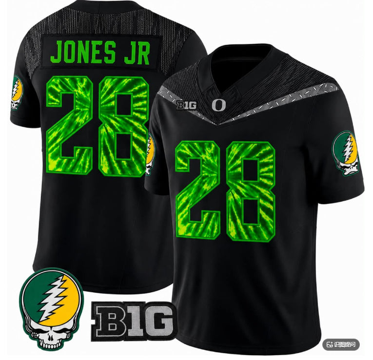 #28 Anthony Jones Jr Oregon Ducks Grateful Dead Football Jersey