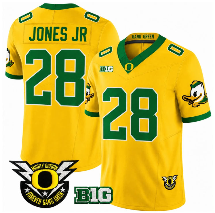 #28 Anthony Jones Jr Oregon Ducks Football Yellow Jersey