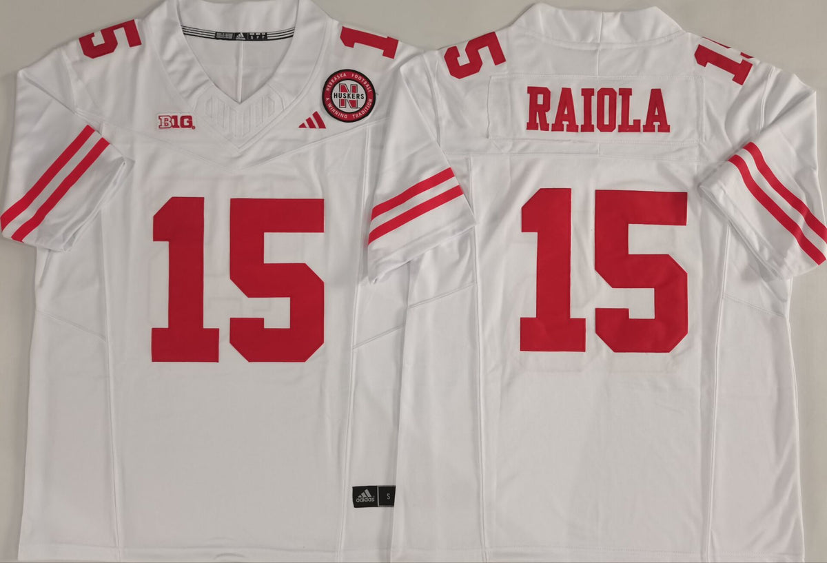 Nebraska Huskers White #15 RAIOLA Jersey