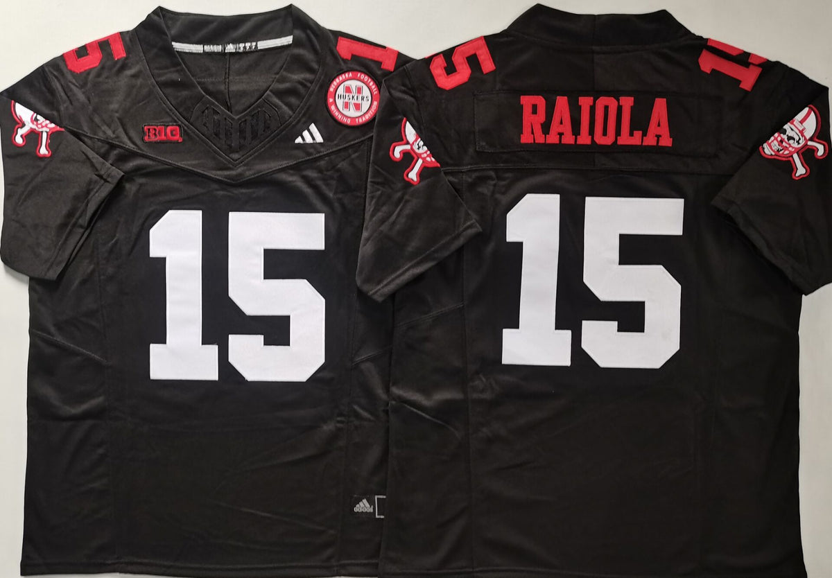 Nebraska Huskers Black #15 RAIOLA Jersey