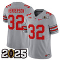 Men's Ohio State Buckeyes #32 TreVeyon Henderson Grey 2025 CFP Final Patch