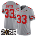 Men's Ohio State Buckeyes #33 Jack Sawyer Grey 2025 CFP Final Patch F.U.S.E.