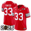 Men's Ohio State Buckeyes #33 Jack Sawyer Red 2025 CFP Final Patch F.U.S.E.