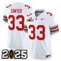 Men's Ohio State Buckeyes #33 Jack Sawyer White 2025 CFP Final Patch
