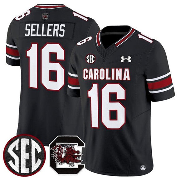 Men's South Carolina Fighting Gamecocks #16 LaNorris Sellers Black 2025