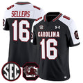 Men's South Carolina Fighting Gamecocks #16 LaNorris Sellers Black White