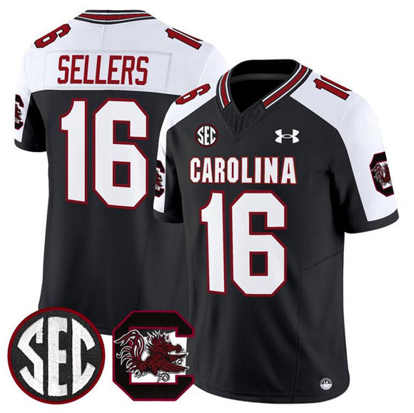 Men's South Carolina Fighting Gamecocks #16 LaNorris Sellers Black White