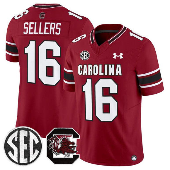 Men's South Carolina Fighting Gamecocks #16 LaNorris Sellers Garnet Jersey