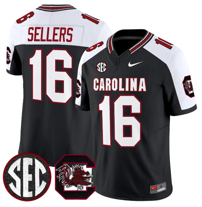 Men's South Carolina Fighting Gamecocks #16 LaNorris Sellers Black White