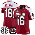 Men's South Carolina Fighting Gamecocks #16 LaNorris Sellers Garnet White End Red