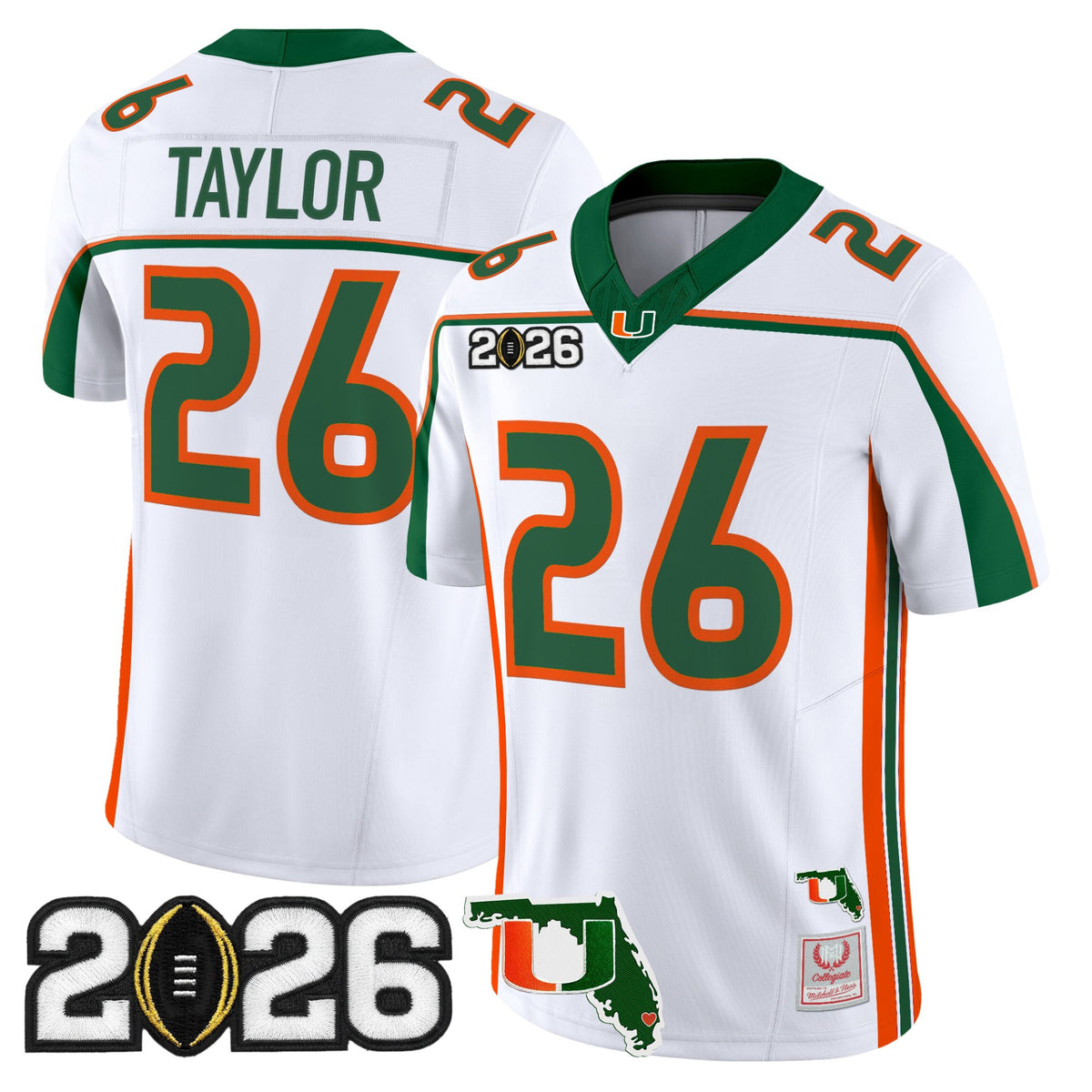 #26 Sean Taylor Miami Hurricanes Throwback 2026 CFP Final Florida Patch Jersey