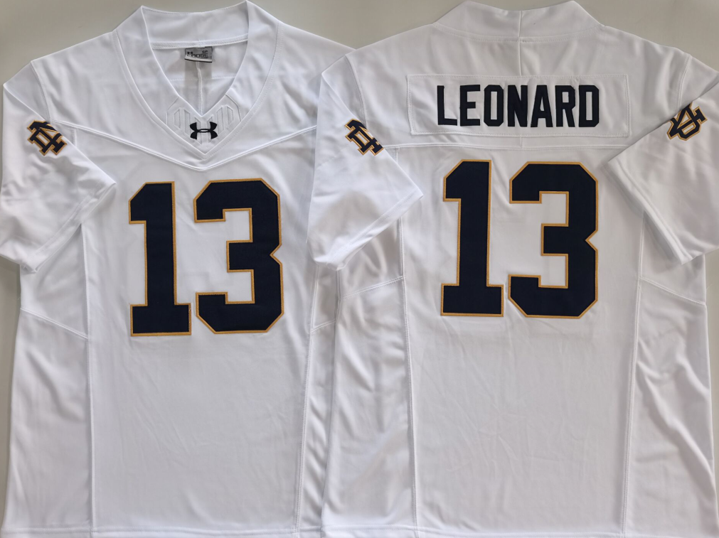 Norte Dame Fighting Irish White #13 LEONARD Jersey