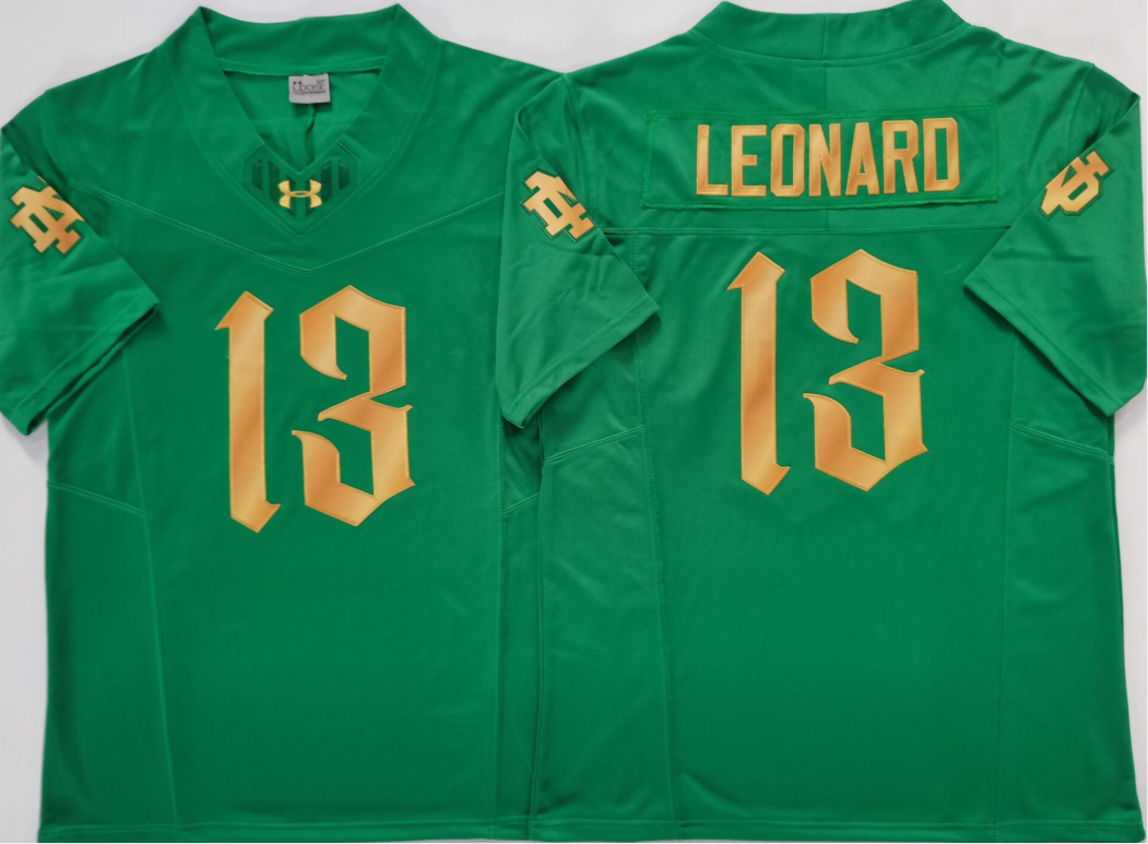 Norte Dame Fighting Irish Green 13 LEONARD Jersey