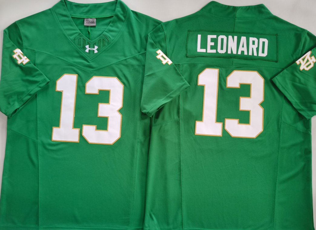 Norte Dame Fighting Irish Green #13 LEONARD Jersey