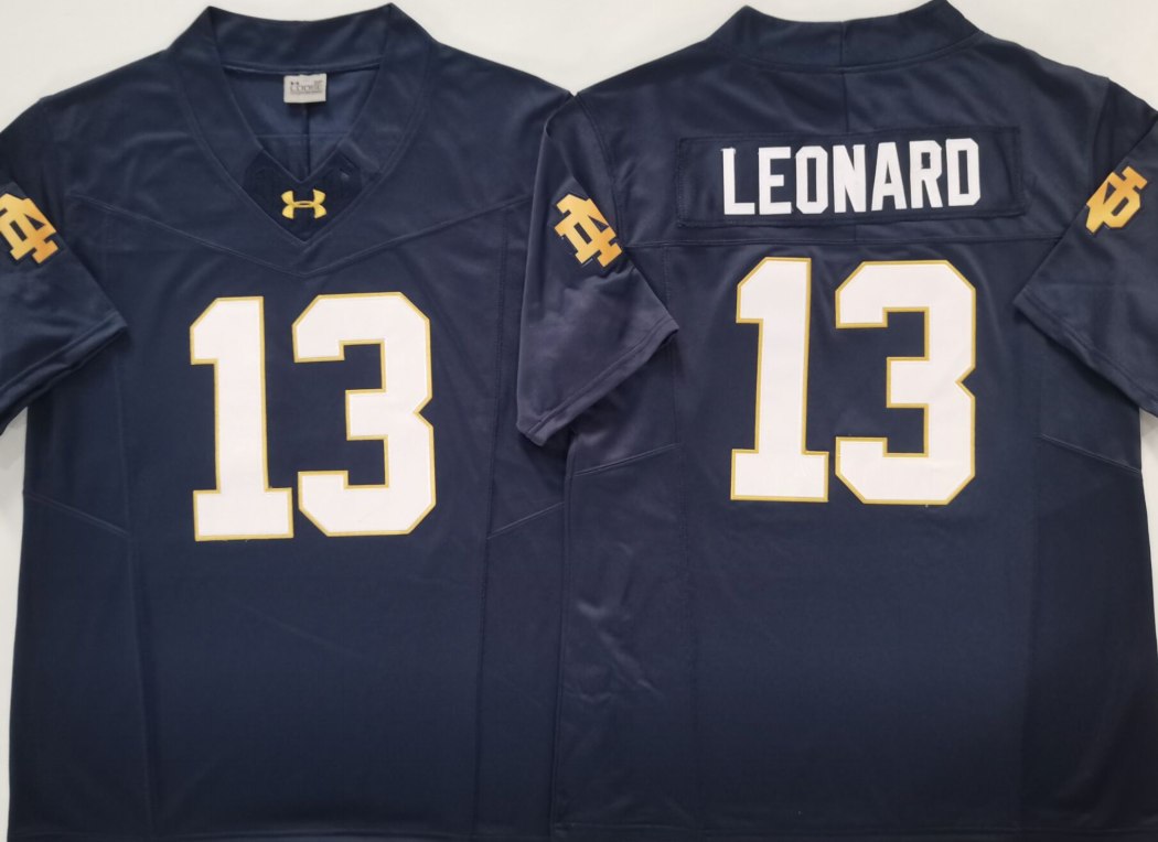 Norte Dame Fighting Irish Blue 13 LEONARD Jersey