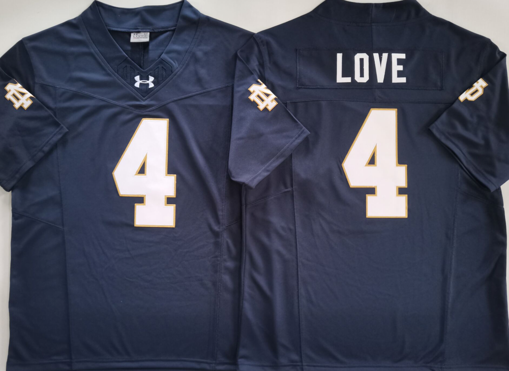 Norte Dame Fighting Irish Blue #4 LOVE Jersey