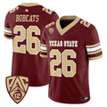 #26 Texas State Bobcats Maroon Stitched Football Jersey Pac-12 Patch