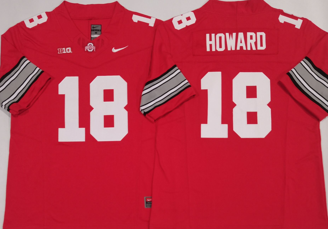 Ohio State Buckeyes Red #18 HOWARD Jersey