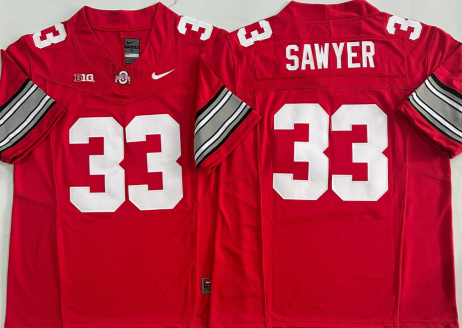 Ohio State Buckeyes Red #33 SAWYER Jersey