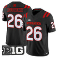 #26 Nebraska Cornhuskers All-Black Alternate B1G Patch Stitched Football Jersey