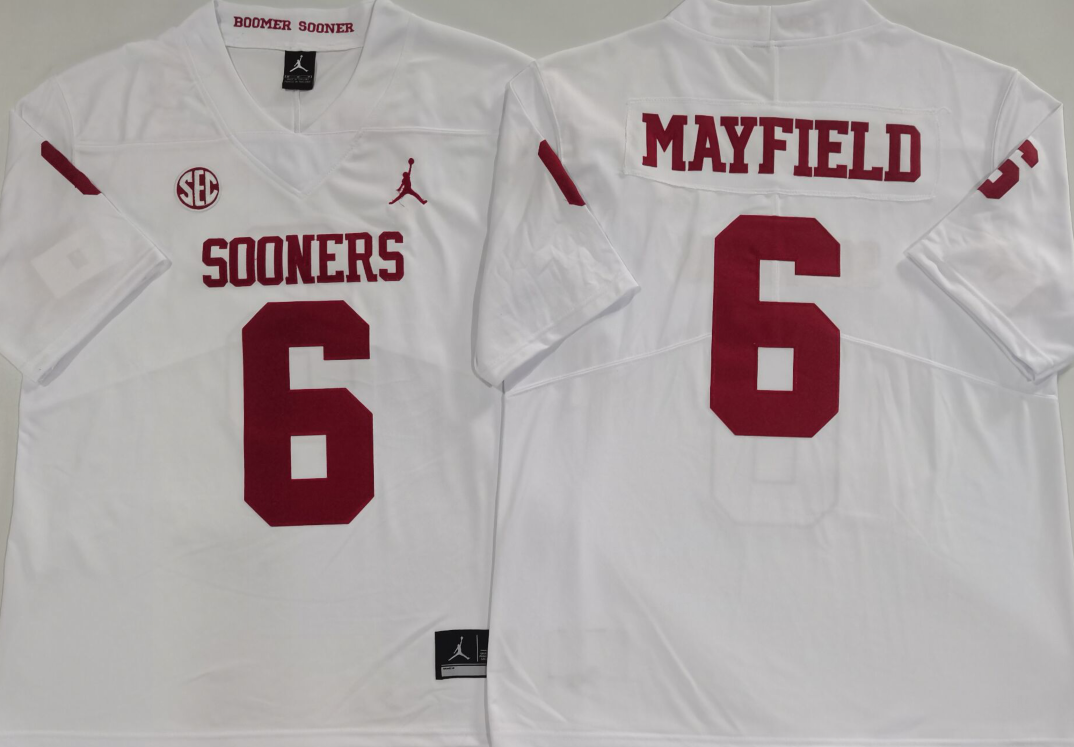 Oklahoma Sooners White #6 MAYFIELD Jersey