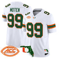 #99 Moten Miami Hurricanes White ACC Florida Map Patch Stitched Football Jersey