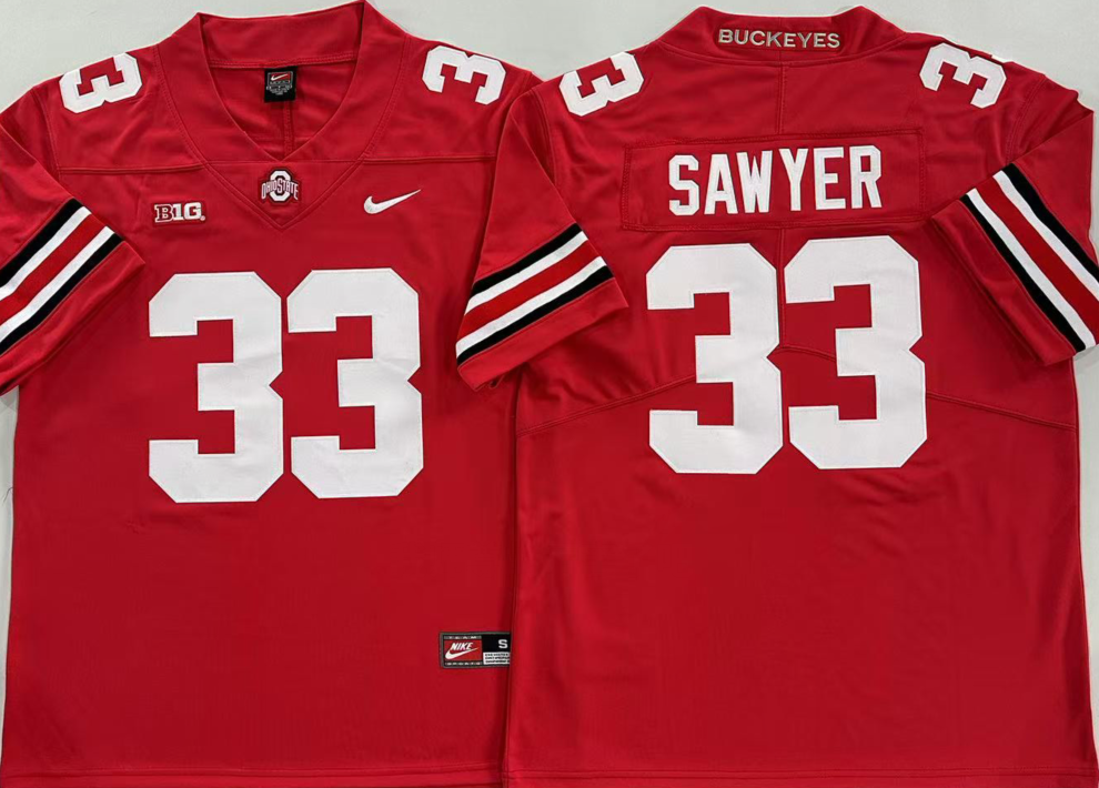 Ohio State Buckeyes Red #33 SAWYER Jersey