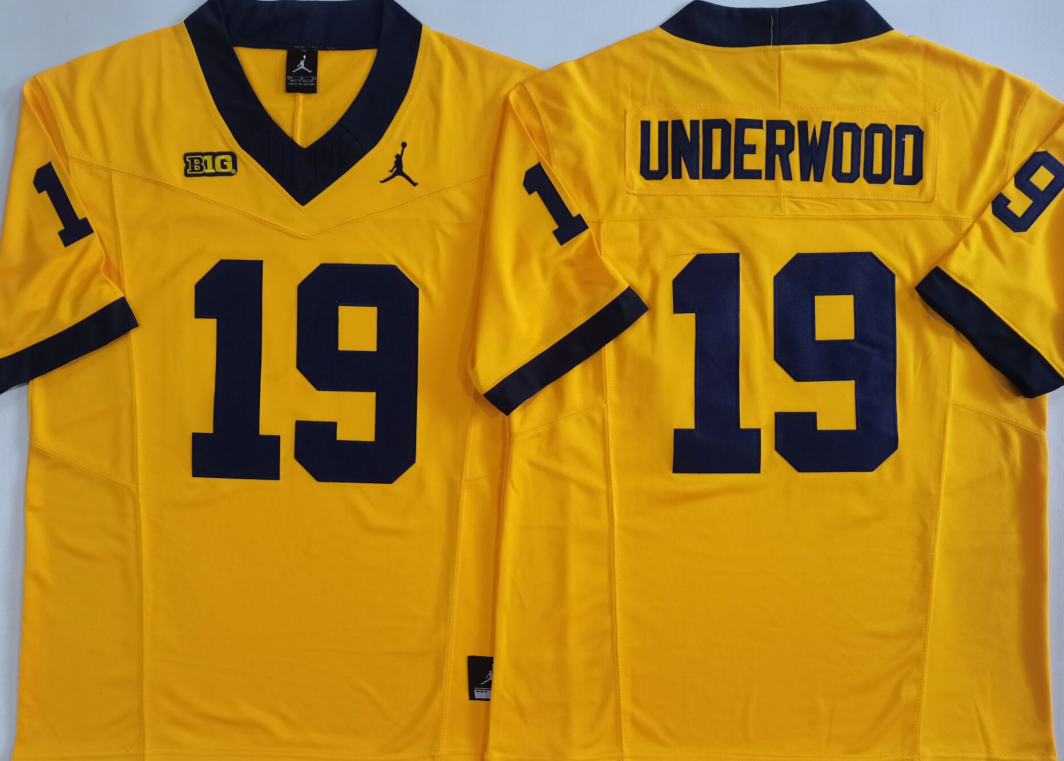 Michigan Wolverines Yellow #19 UNDERWOOD Jersey