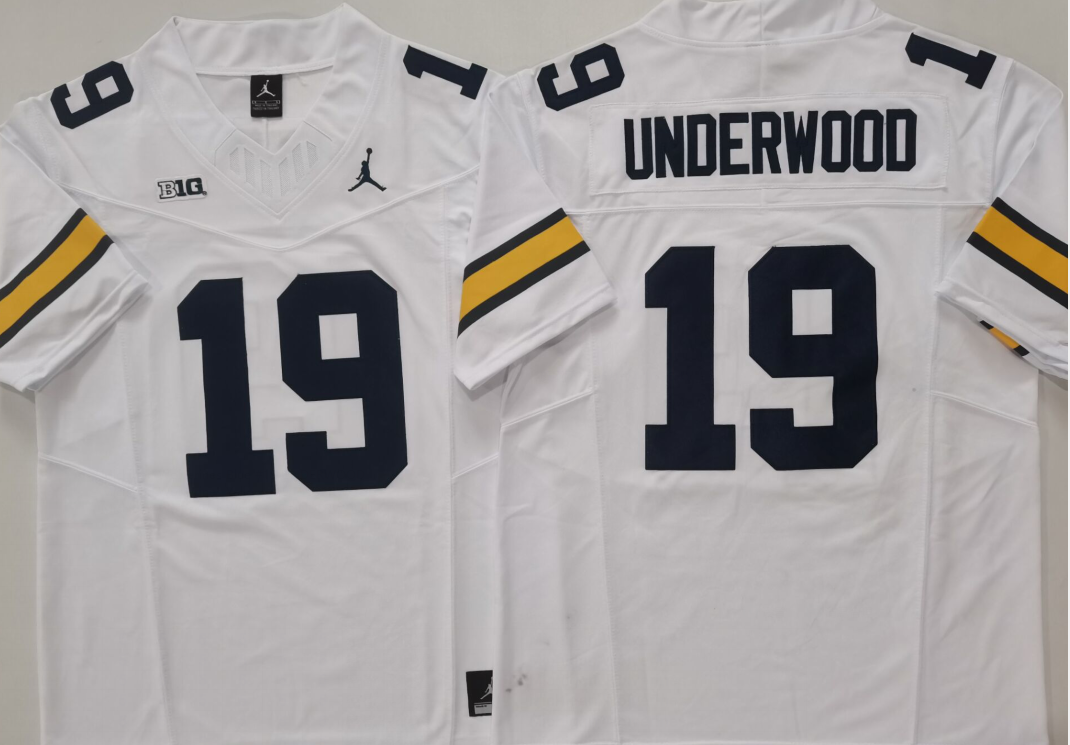 Michigan Wolverines White #19 UNDERWOOD Jersey