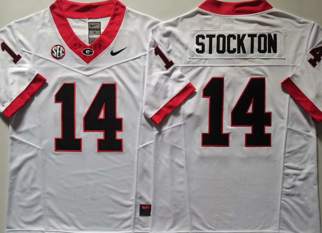 Georgia Bulldogs White #14 STOCKTON Jersey