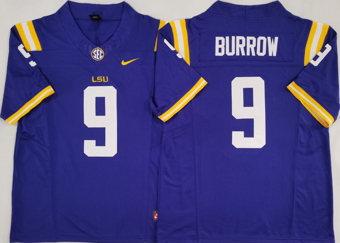 LSU Tigers  Purple #9 BURROW Jersey