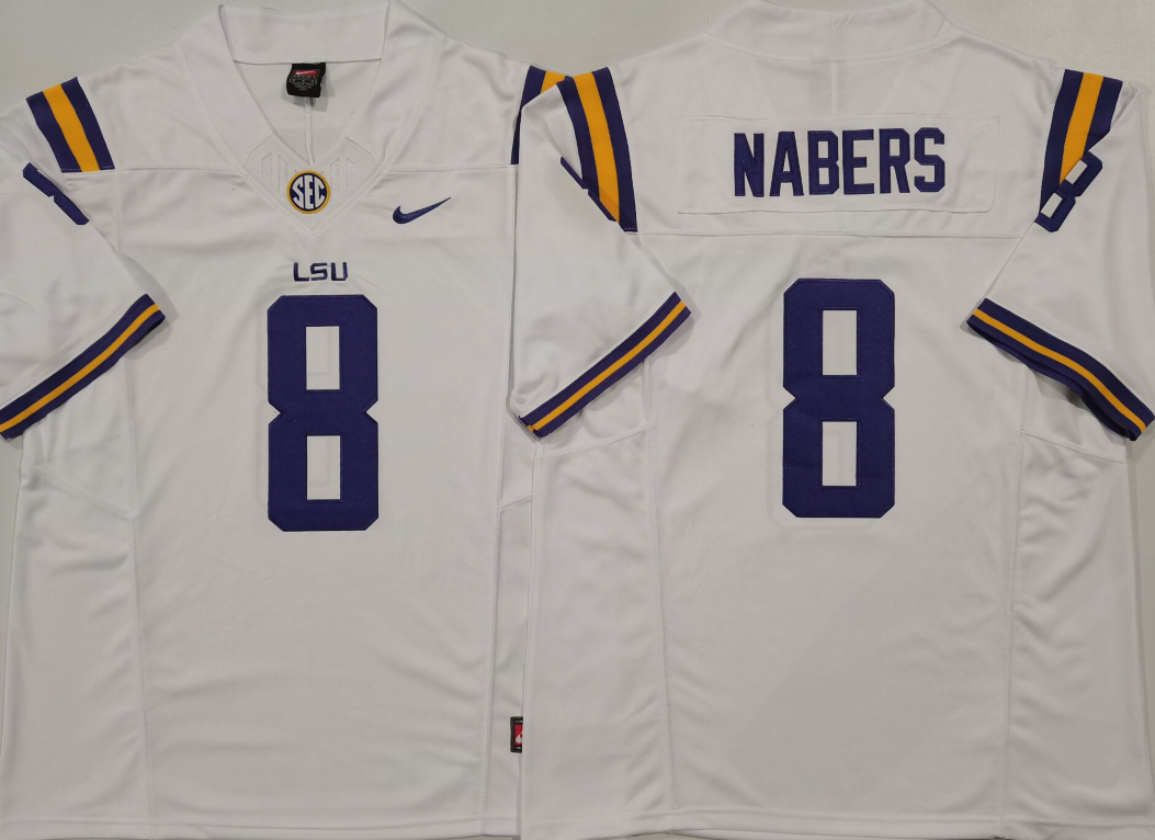 LSU Tigers White #8 NABERS Jersey