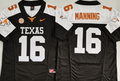 Texas Longhorns Black White #16 MANNING Jersey