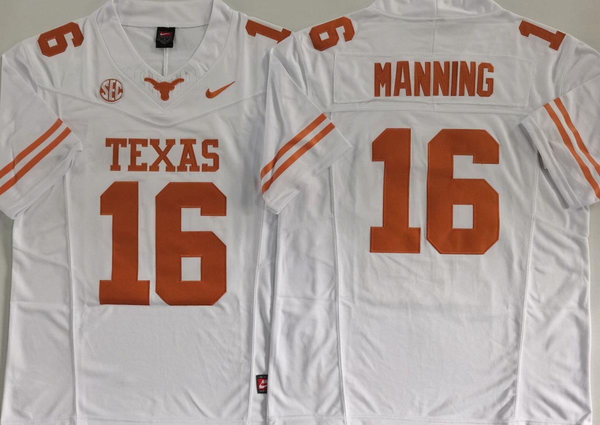 Texas Longhorns White #16 MANNING Jersey