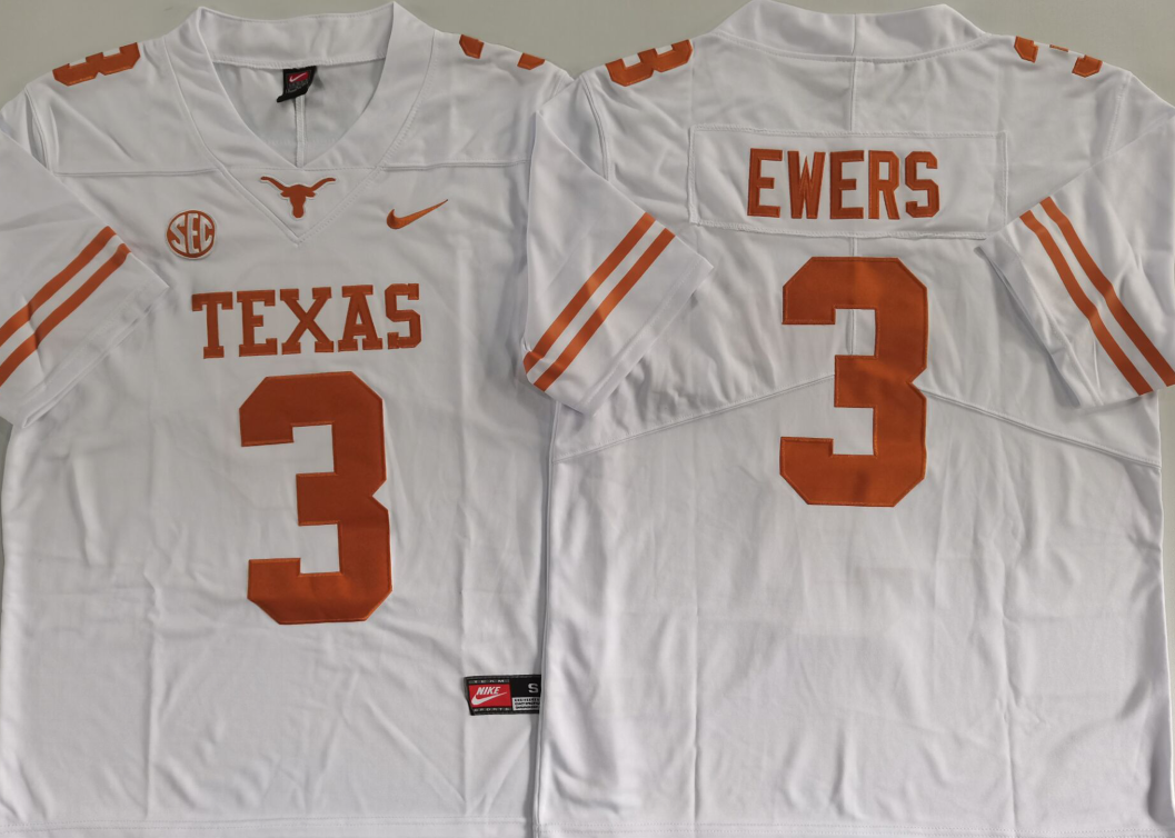 Texas Longhorns White #3 EWERS Jersey
