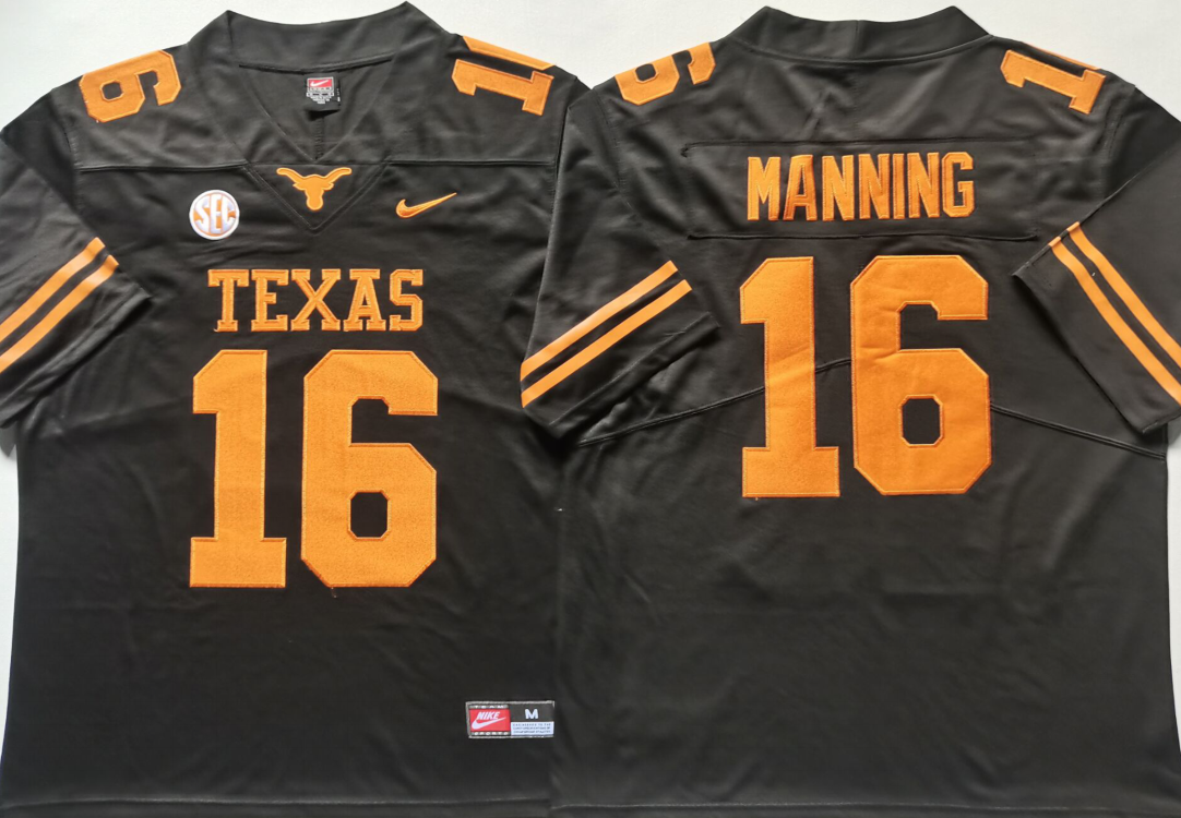 Texas Longhorns Black #16 MANNING Jersey