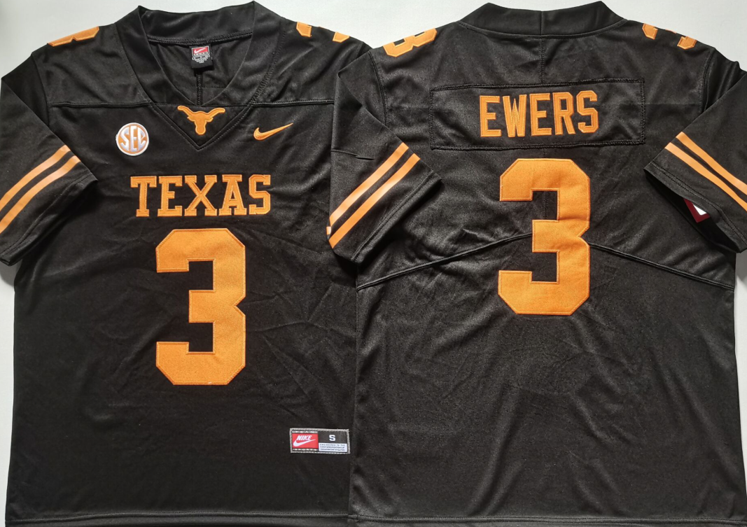 Texas Longhorns Black #3 EWERS Jersey