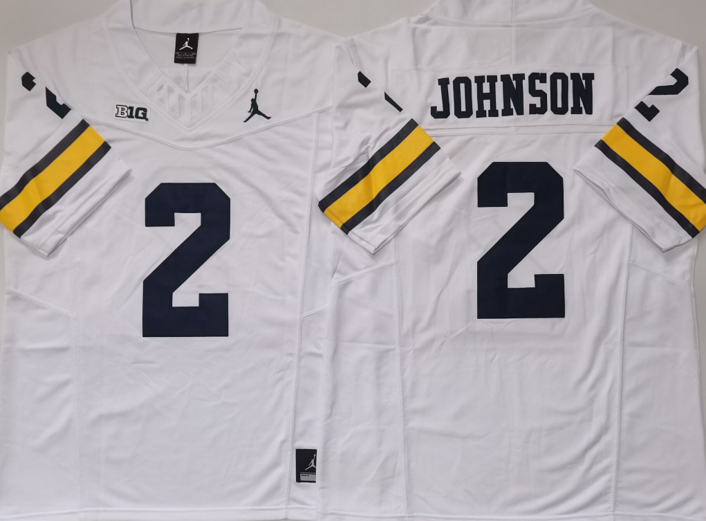 Michigan Wolverines White #2 JOHNSON Jersey
