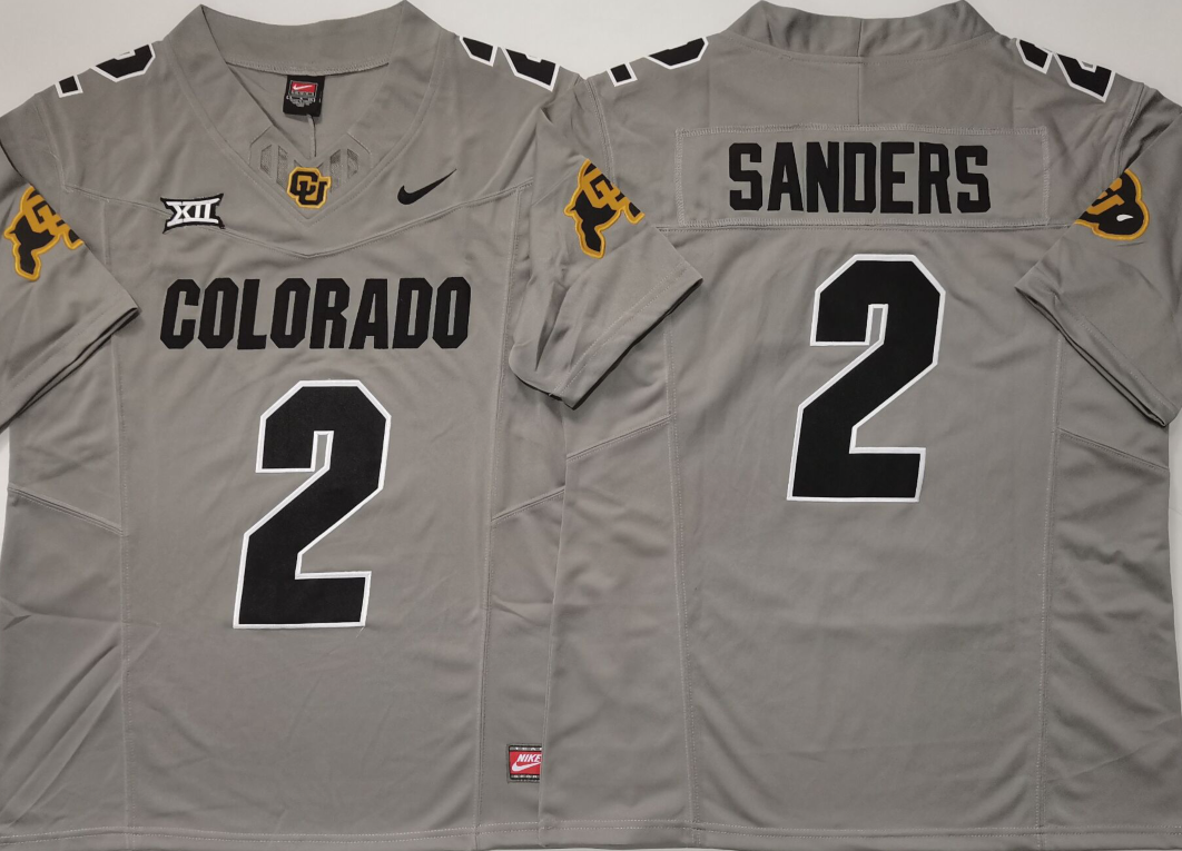 COLORADO BUFFALOES GRAY #2 SANDERS Jersey