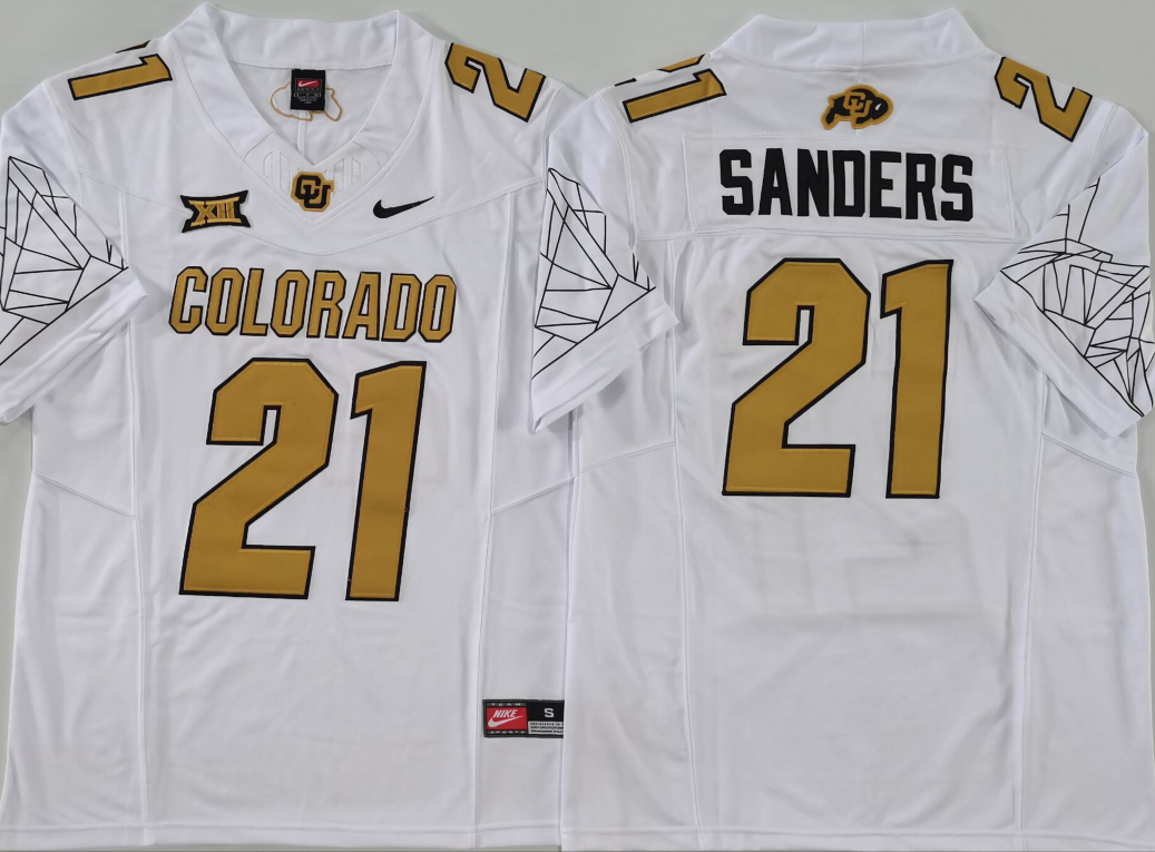 COLORADO BUFFALOES White #21 SANDERS Jersey