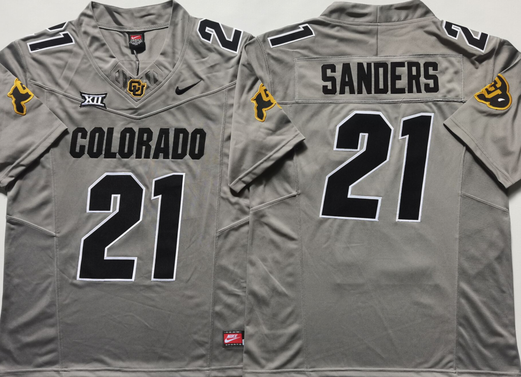 COLORADO BUFFALOES GRAY #21 SANDERS Jersey