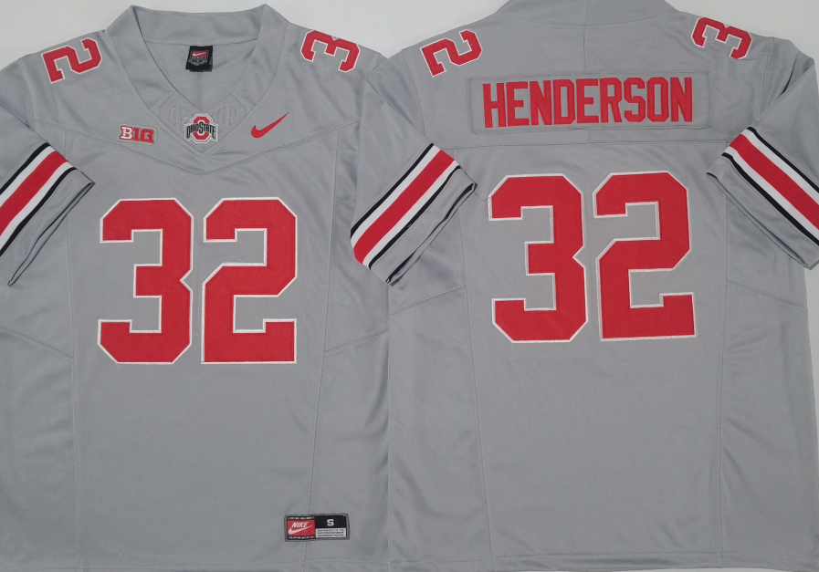 Ohio State Buckeyes GRAY #32 HENDERSON Jersey