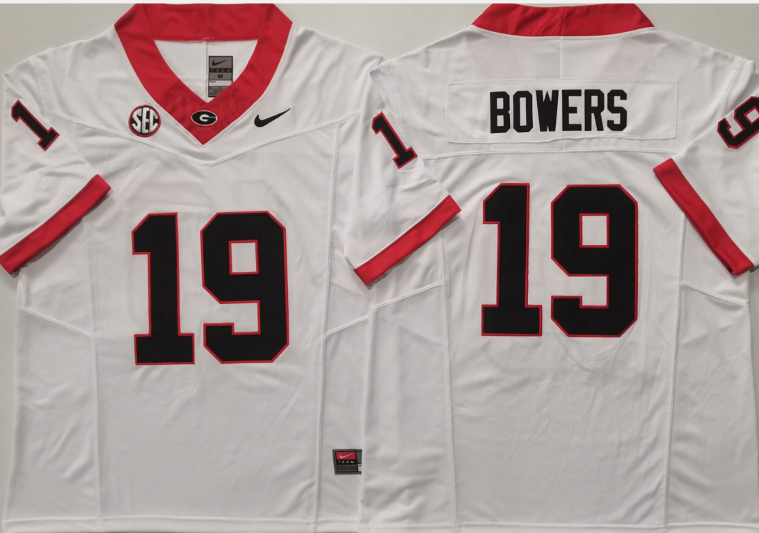Georgia Bulldogs White #19 BOWERS Jersey
